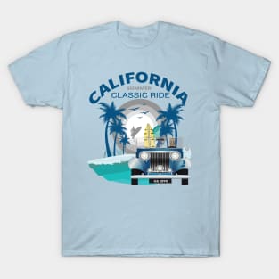 California Classic ride Surfing Vintage Retro Surf Summer Gift T-Shirt T-Shirt